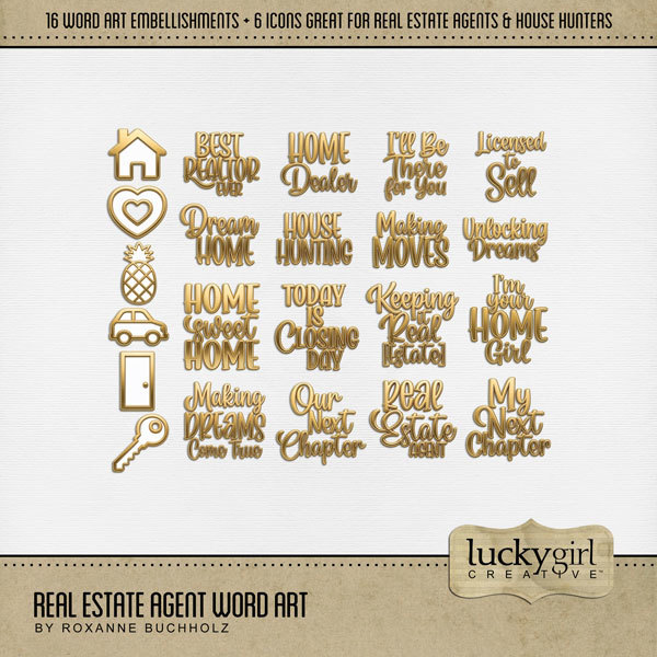 Real Estate Agent Word Art Digital Art - Digital Scrapbooking Kits