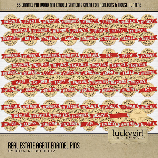Real Estate Agent Enamel Pins Digital Art - Digital Scrapbooking Kits