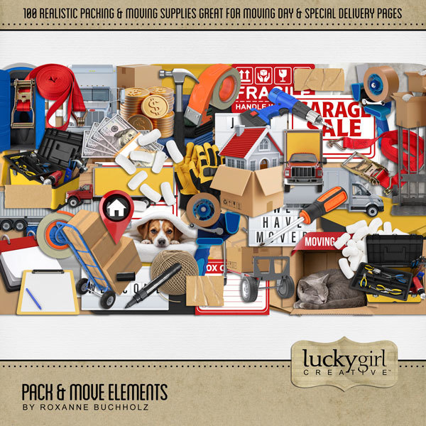 Pack & Move Elements Digital Art - Digital Scrapbooking Kits