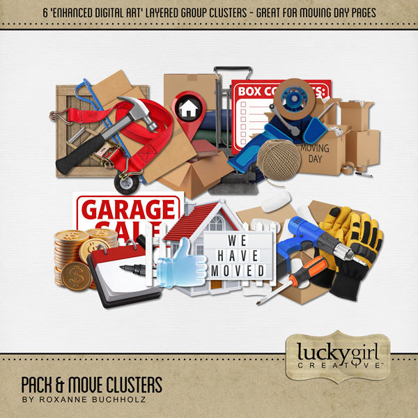 Pack & Move Clusters Digital Art - Digital Scrapbooking Kits
