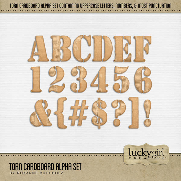 Torn Cardboard Alpha Set Digital Art - Digital Scrapbooking Kits