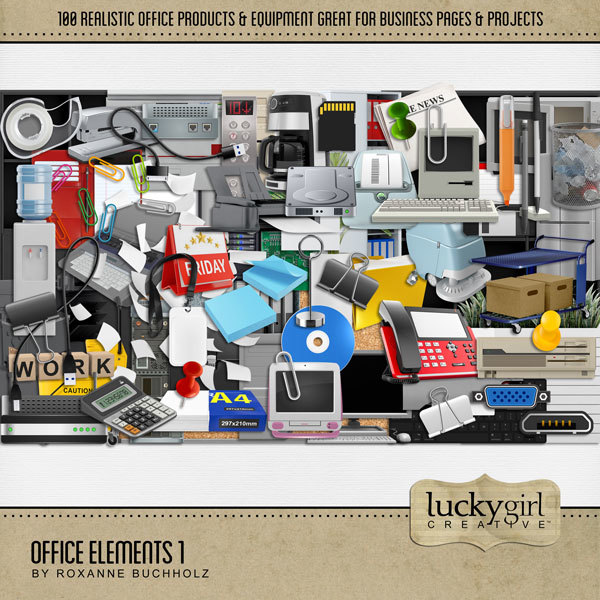 Office Elements 1 Digital Art - Digital Scrapbooking Kits