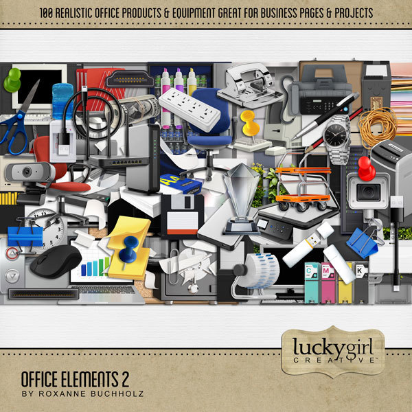 Office Elements 2 Digital Art - Digital Scrapbooking Kits