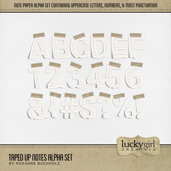 Taped Up Notes Alpha Set Digital Art - Digital Scrapbooking Kits