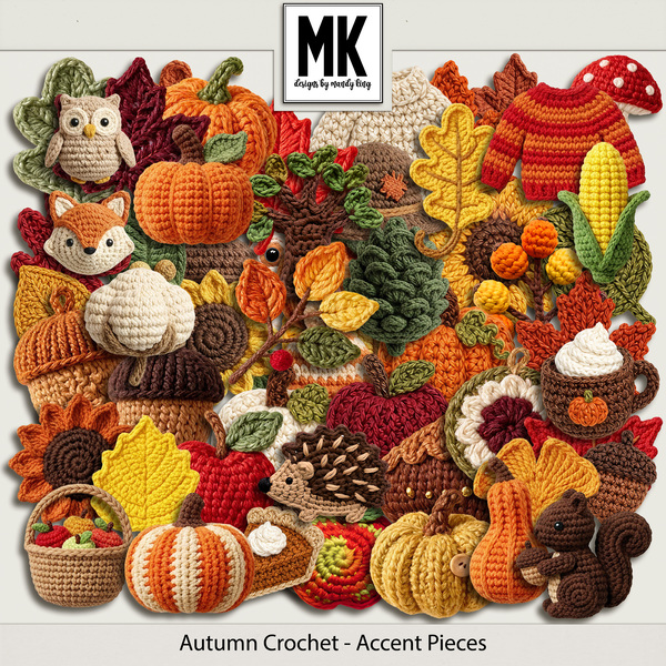 Autumn Crochet - Accent Pieces Digital Art - Digital Scrapbooking Kits