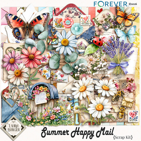 Summer Happy Mail Digital Art - Digital Scrapbooking Kits