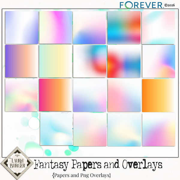 Fantasy Papers and Overlays Digital Art - Digital Scrapbooking Kits