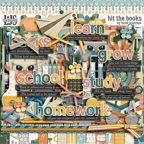 Hit The Books Digital Art - Digital Scrapbooking Kits