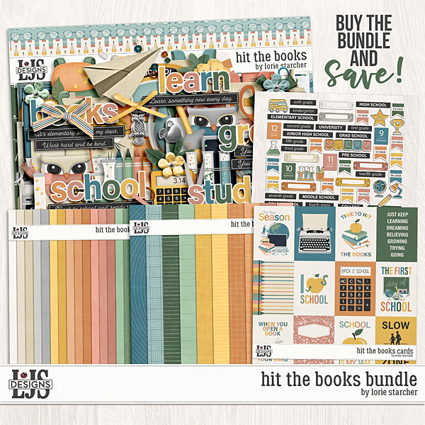 Hit The Books Bundle Digital Art - Digital Scrapbooking Kits