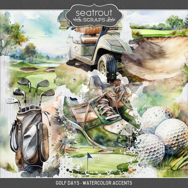 Golf Days - Watercolor Accents Digital Art - Digital Scrapbooking Kits