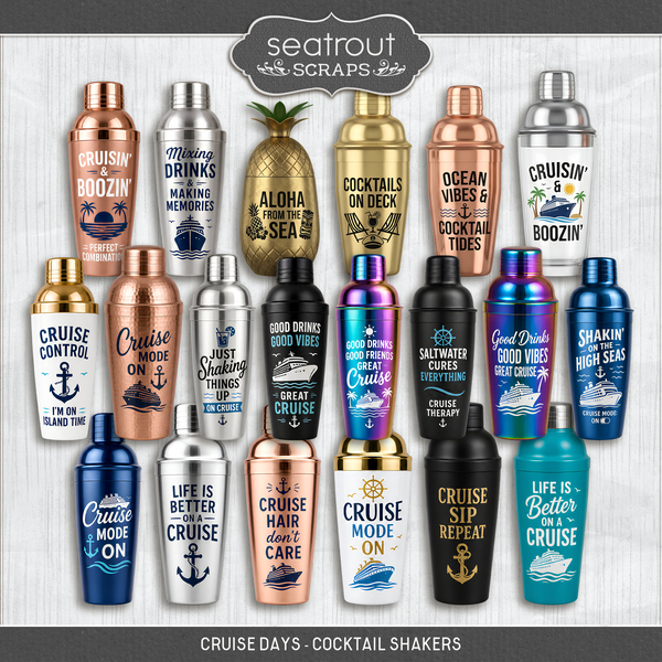 Cruise Days - Cocktail Shakers Digital Art - Digital Scrapbooking Kits