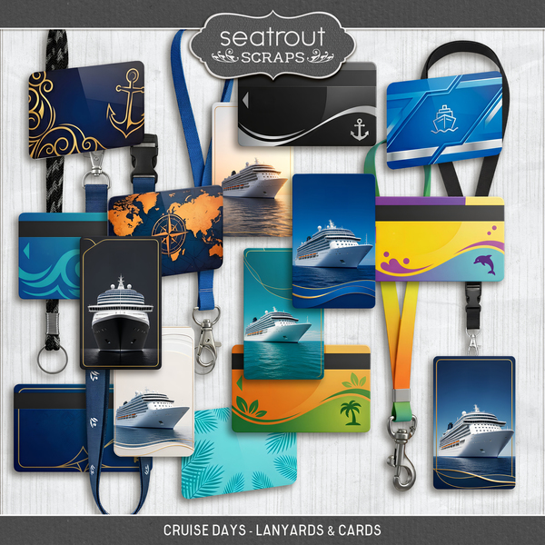 Cruise Days - Lanyards & Cards Digital Art - Digital Scrapbooking Kits