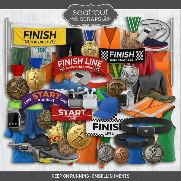 Keep On Running - Embellishments Digital Art - Digital Scrapbooking Kits
