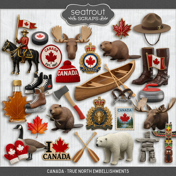 Canada - True North Embellishments Digital Art - Digital Scrapbooking Kits