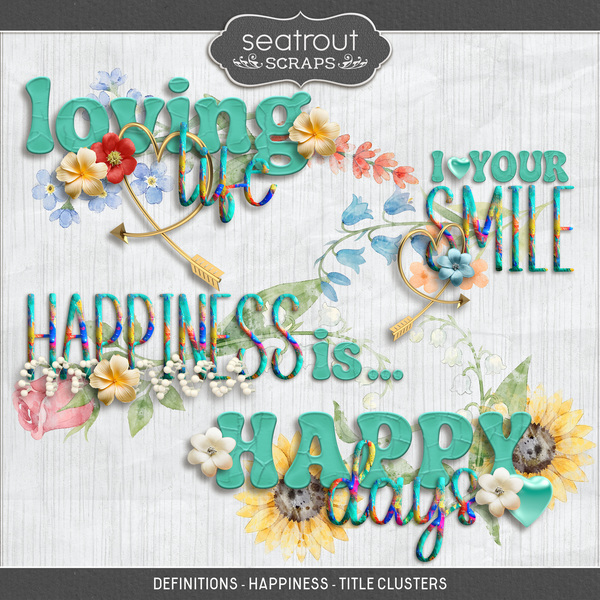 Definitions - Happiness - Title Clusters Digital Art - Digital Scrapbooking Kits