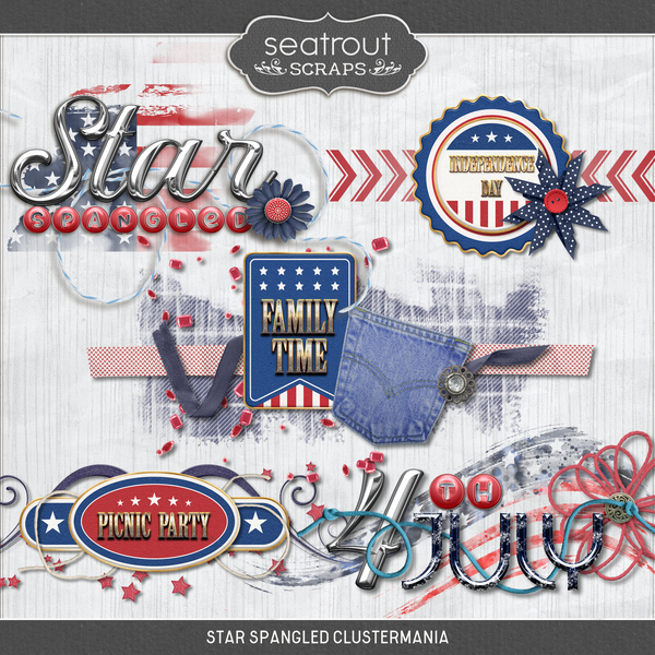 Star Spangled ClusterMania Digital Art - Digital Scrapbooking Kits