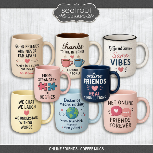 Online Friends - Coffee Mugs Digital Art - Digital Scrapbooking Kits