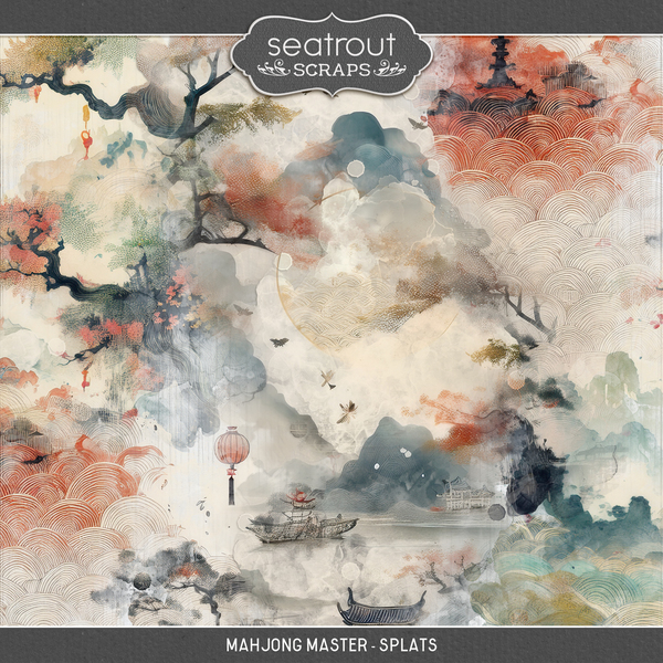 Mahjong Master - Splats Digital Art - Digital Scrapbooking Kits