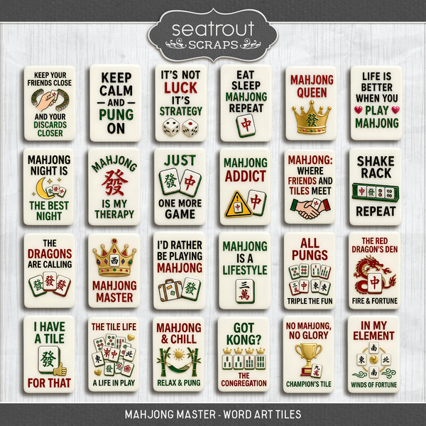 Mahjong Master - Word Art Tiles Digital Art - Digital Scrapbooking Kits