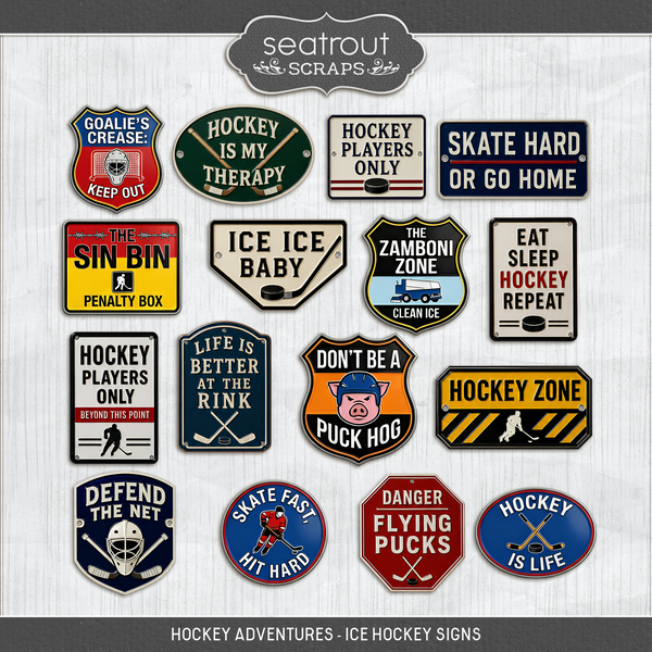 Hockey Adventures - Ice Hockey Signs Digital Art - Digital Scrapbooking Kits