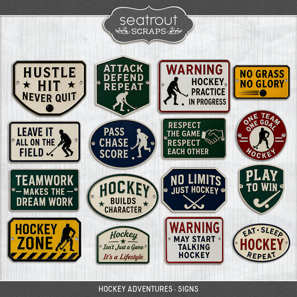 Hockey Adventures - Signs Digital Art - Digital Scrapbooking Kits