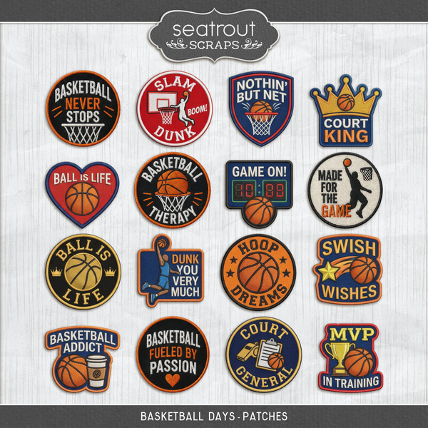 Basketball Days - Patches Digital Art - Digital Scrapbooking Kits