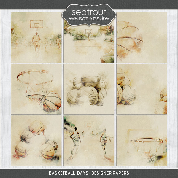 Basketball Days - Designer Papers Digital Art - Digital Scrapbooking Kits