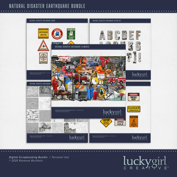 Natural Disaster Earthquake Bundle Digital Art - Digital Scrapbooking Kits