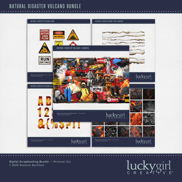 Natural Disaster Volcano Bundle Digital Art - Digital Scrapbooking Kits