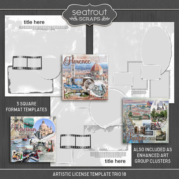Artistic License Template Trio 18 Digital Art - Digital Scrapbooking Kits