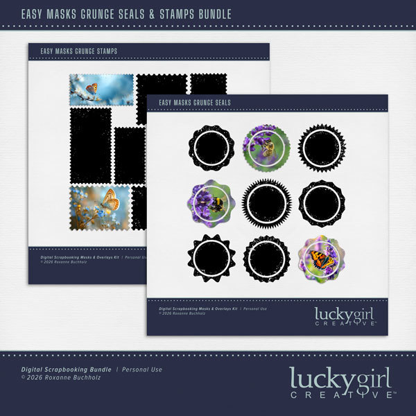 Easy Masks Grunge Seals & Stamps Bundle Digital Art - Digital Scrapbooking Kits