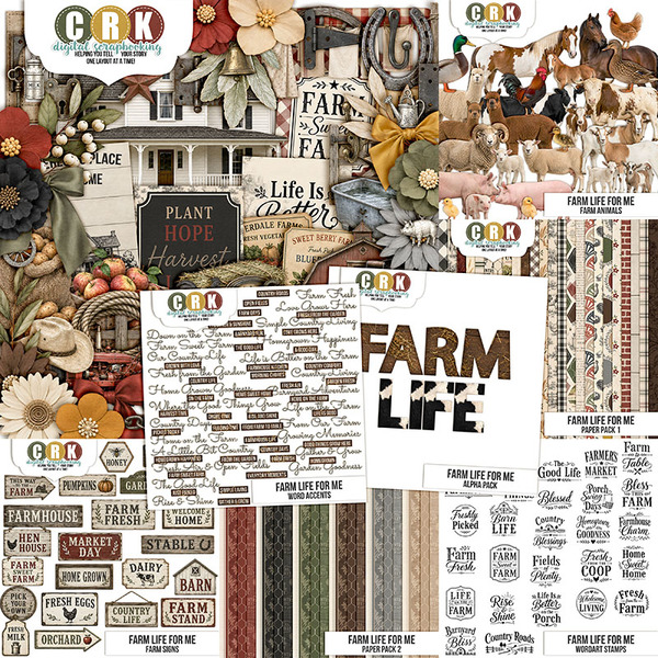 Farm Life for Me Digital Art - Digital Scrapbooking Kits