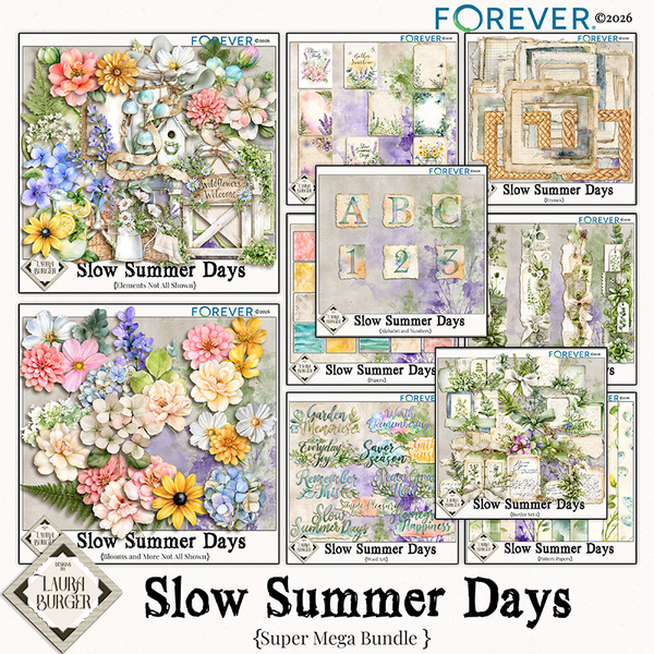 Slow Summer Days Super Mega Bundle Digital Art - Digital Scrapbooking Kits