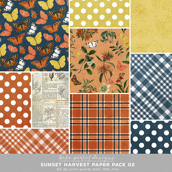 Sunset Harvest Paper Pack 02 Digital Art - Digital Scrapbooking Kits