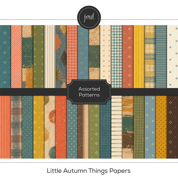 Little Autumn Things Papers Digital Art - Digital Scrapbooking Kits