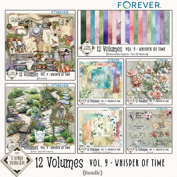12 Volumes- Vol. 9- Whisper of Time Bundle Digital Art - Digital Scrapbooking Kits
