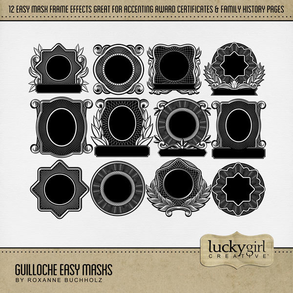 Guilloche Easy Masks Digital Art - Digital Scrapbooking Kits