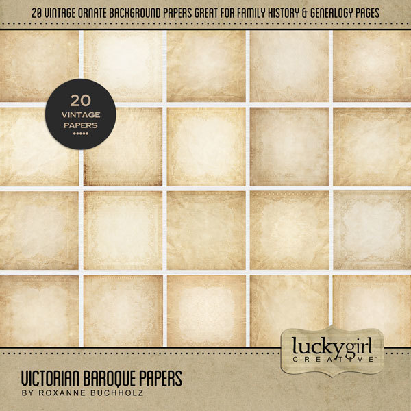 Victorian Baroque Papers Digital Art - Digital Scrapbooking Kits