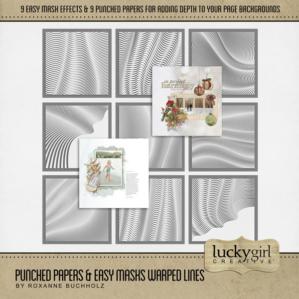 Punched Papers & Easy Masks Warped Lines Digital Art - Digital Scrapbooking Kits