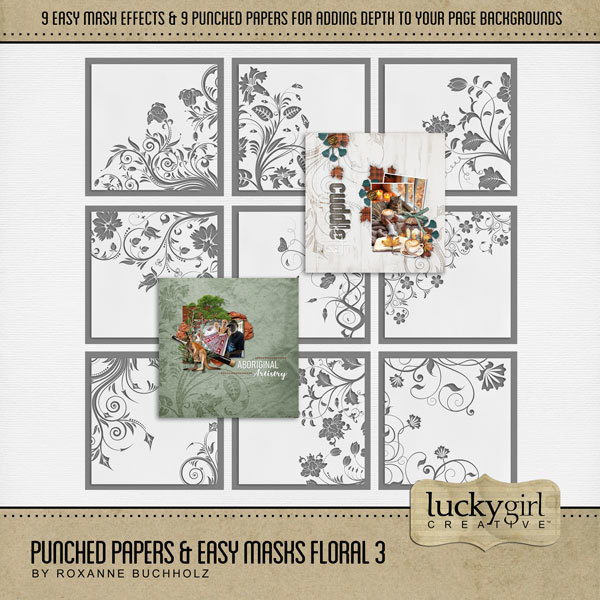 Punched Papers & Easy Masks Floral 3 Digital Art - Digital Scrapbooking Kits