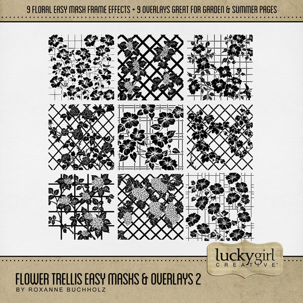 Flower Trellis Easy Masks & Overlays 2 Digital Art - Digital Scrapbooking Kits