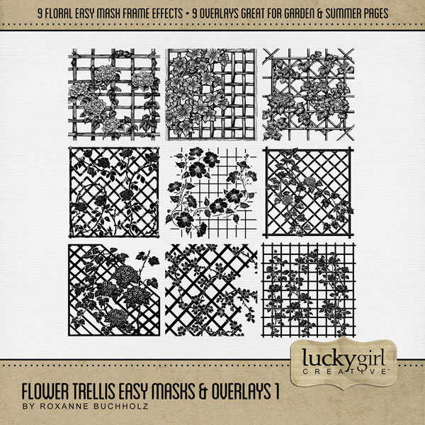 Flower Trellis Easy Masks & Overlays 1 Digital Art - Digital Scrapbooking Kits