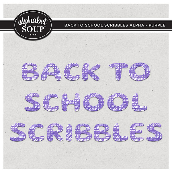 Back to School Scribbles Alpha - Purple Digital Art - Digital Scrapbooking Kits