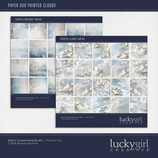 Paper Duo Painted Clouds Digital Art - Digital Scrapbooking Kits