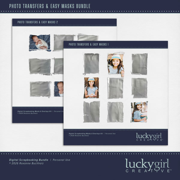 Photo Transfers & Easy Masks Bundle Digital Art - Digital Scrapbooking Kits