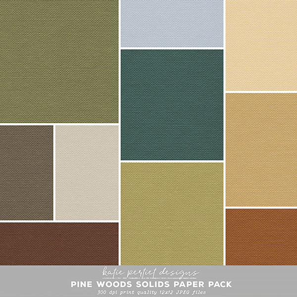 Pine Woods Solids Paper Pack Digital Art - Digital Scrapbooking Kits