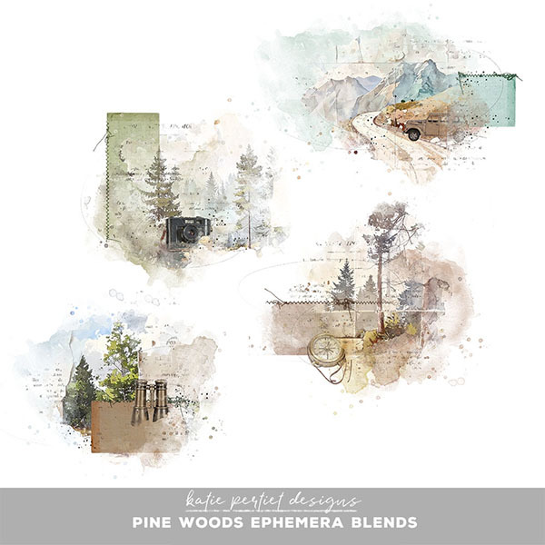 Pine Woods Ephemera Blends Digital Art - Digital Scrapbooking Kits