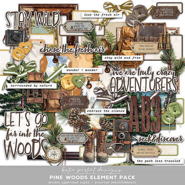 Pine Woods Element Pack Digital Art - Digital Scrapbooking Kits