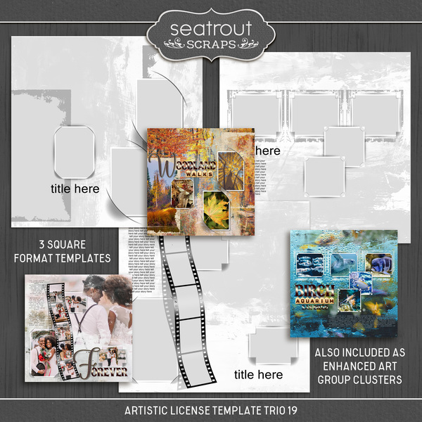 Artistic License Template Trio 19 Digital Art - Digital Scrapbooking Kits