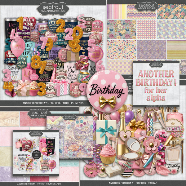 Another Birthday! - For Her Bundle Digital Art - Digital Scrapbooking Kits